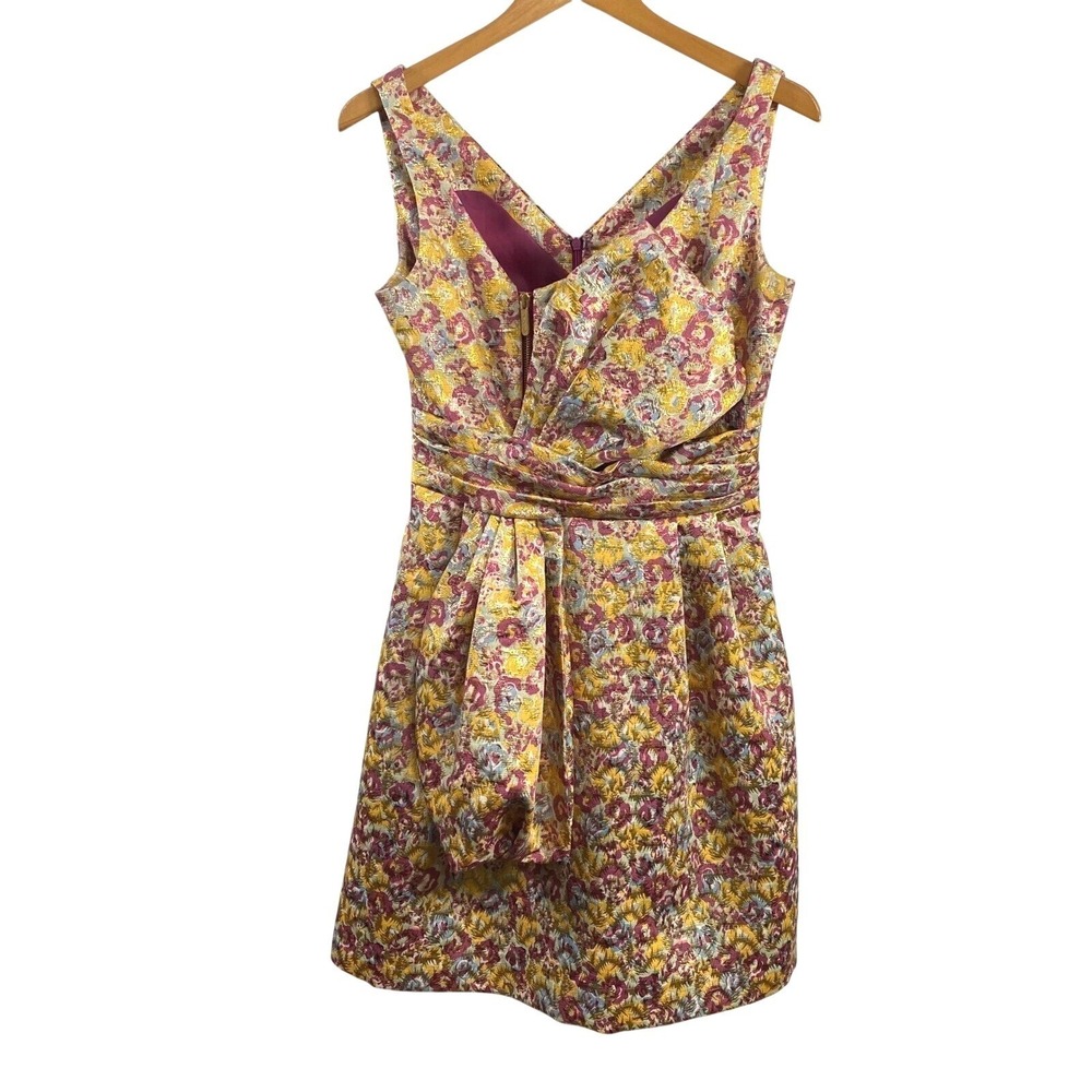Zac Posen Target Womens Floral Brocade Bow Front Party Dress 7 Multi‎ Metallic